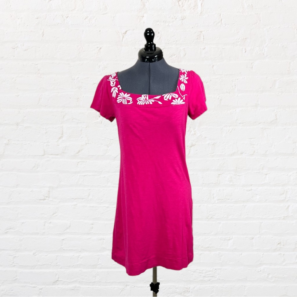 Banana Republic Pink Embroidered T-Shirt Dress
